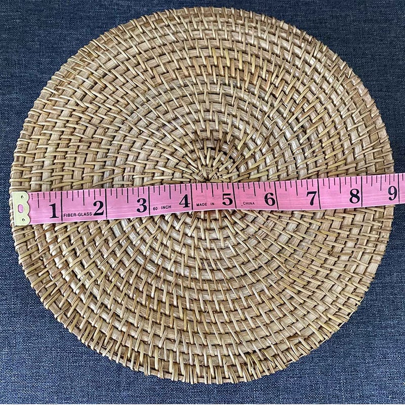 YIWEN Rattan Woven Round Basket, Round Rattan Woven Serving Tray with Handles for Bread Fruit Vegetables, Restaurant Serving & Tabletop Display Baskets (8.7", 1pc) - Image 4